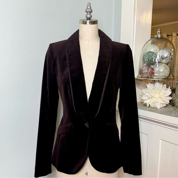 Ann Taylor LOFT Velvet Blazer Jacket One Button Size 0 - Picture 3 of 13